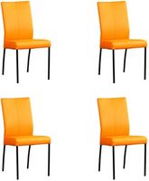 Set van 4 Oranje leren moderne eetkamerstoelen Comfort - Toledo Leer Mandarin (oranje leer)