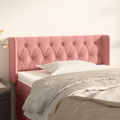 Hoofdbord met randen 103x16x78/88 cm fluweel roze