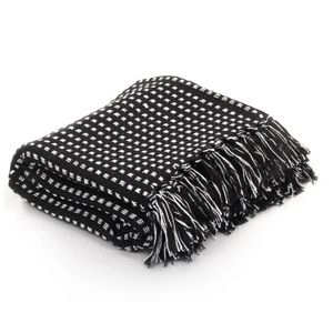 VidaXL Plaid vierkanten 125x150 cm katoen zwart