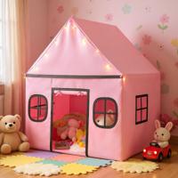 Speelhuis Kinderen Indoor Kinder Tent met Sterrenlichtjes & Gevoerde Mat Roze + Zwart