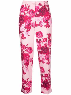 P.A.R.O.S.H. pantalon de tailleur à fleurs - Rose