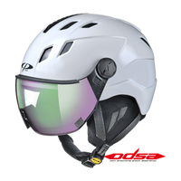 CP Corao+ skihelm wit glans met meekleurend vizier (4 Keuzes) - zeer veilig CP Corao+ skihelm wit glans met meekleurend vizier (4 Keuzes) - zeer veilig