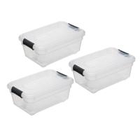 5Five opberg kist met deksel - 3x - Box - 4 liter - 29 x 19 x 12 cm - kunststof - transparant