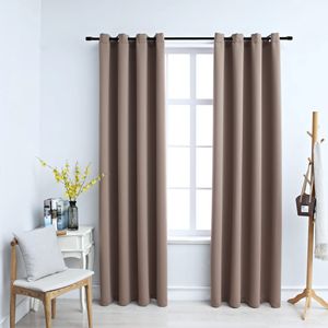 VidaXL Gordijn verduisterend met metalen ringen 2 st 140x245 cm taupe