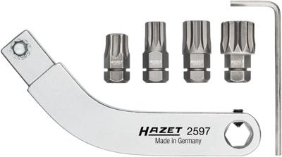 HAZET Deurscharnier insteekgereedschap | gebogen bithouder | SW T45, M8, M10, M12 | 9 x 12 mm insteekvierkant massief | 5/16 inch (8 mm) zeskant hol |
