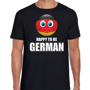 Duitsland emoticon Happy to be German landen t-shirt zwart heren