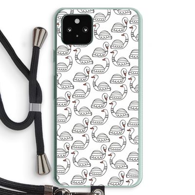 Zwanen: Pixel 5a 5G Transparant Hoesje met koord