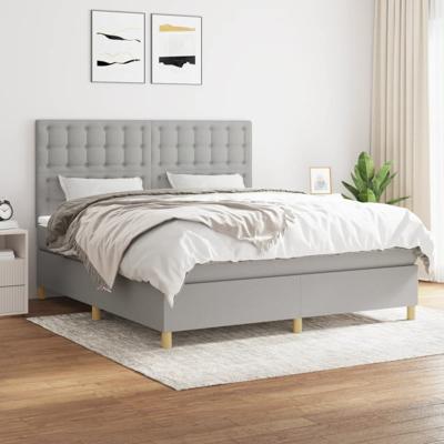 Boxspring met matras stof lichtgrijs 180x200 cm