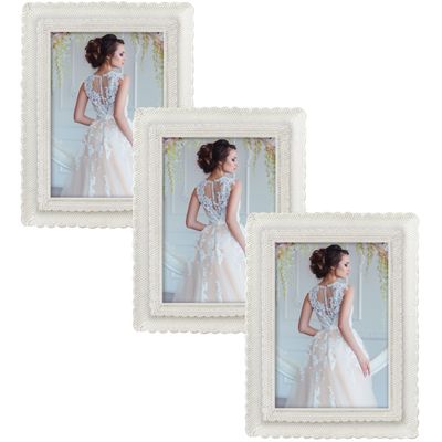 3x stuks kunststof fotolijst parel wit geschikt voor een foto van 13 x 18 cm