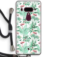 Flamingo bladeren: HTC U12+ Transparant Hoesje met koord