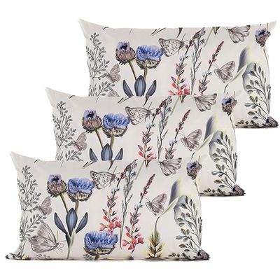 Buitenkussen bloem - 3x - Creme/paars - 30 x 50 cm - Water en UV bestendig Buitenkussen bloem - 3x - Creme/paars - 30 x 50 cm - Water en UV bestendig