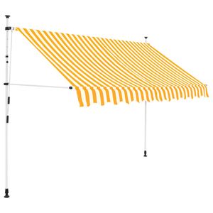 Luifel handmatig uitschuifbaar 250 cm geel en witte strepen