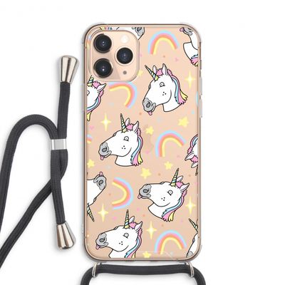 Rainbow Unicorn: iPhone 11 Pro Max Transparant Hoesje met koord