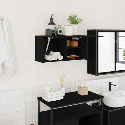 Badkamerwandkast 60x25x30 cm bewerkt hout zwart