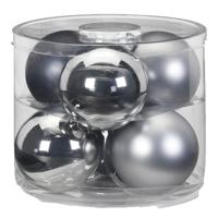 Grote kerstballen - 6x st - grijs/zilver - D10 cm - glas - kerstversiering