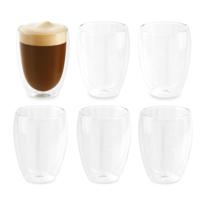 Bellatio Design Dubbelwandige glazen - 6x st - 350 ml - transparant - glas - thee/koffie