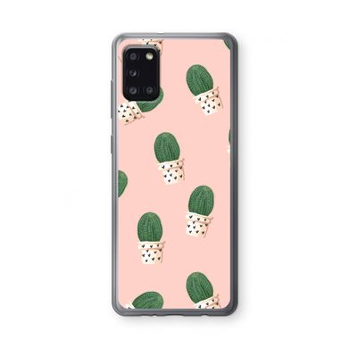 Cactusprint roze: Samsung Galaxy A31 Transparant Hoesje