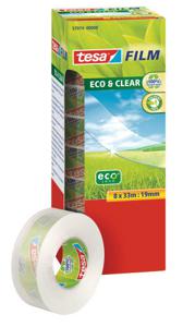 tesa 57074-00000-01 tesafilm Eco & Clear Transparant (l x b) 33 m x 19 mm 8 stuk(s)