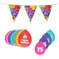 Leeftijd verjaardag thema 75 jaar pakket ballonnen/vlaggetjes - Feestpakketten - thumbnail
