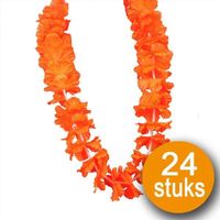 Oranje Versiering 24 stuks Oranje Krans Hawaii de Luxe - thumbnail