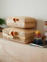 Set van 2 bamboe koffers beige