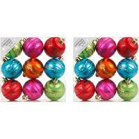 18x Kunststof gekleurde kerstballen glitter 6 cm - Kerstbal