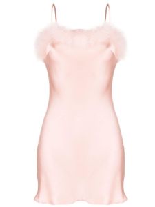 Gilda & Pearl Bibi feather-trim silk slip minidress - Rose