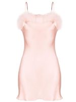 Gilda & Pearl Bibi feather-trim silk slip minidress - Rose - thumbnail