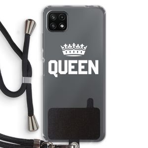 Queen zwart: Samsung Galaxy A22 5G Transparant Hoesje met koord