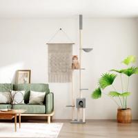 VidaXL Kattenmeubel vloer tot plafond 258,5-284,5 cm lichtgrijs