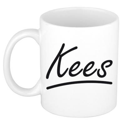 Kees Naam koffiemok - beker - met sierlijke letters - wit - 300 ml - Cadeau - Heren Kees Naam koffiemok - beker - met sierlijke letters - wit - 300 ml - Cadeau - Heren