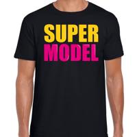 Super model tekst t-shirt - zwart - voor heren - carnaval - verkleedkleding - foute party