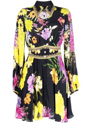 Camilla robe courte à fleurs - Bleu