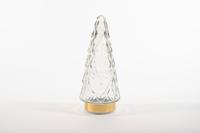 Tree Glass 10,5X24,5Cm Clear With Golden Base 10Led 3Xa - Annas collection