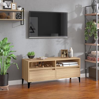 Tv-meubel 100x34,5x44,5 cm bewerkt hout sonoma eikenkleurig