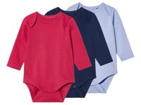 lupilu 3 Baby rompers (marineblauw/lila/roze, 86/92)