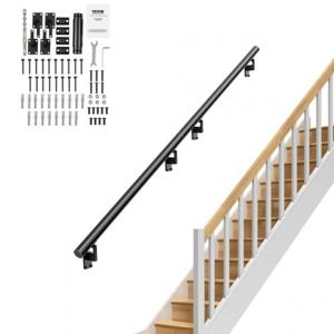 VEVOR Leuning Gemakkelijk te onderhouden trapleuning van aluminiumlegering 2133,6 mm balustrade Trap 199,6 kg Draagvermogen 806-333-806 mm Afstand tussen de kolommen Borstwering Balkonleuning