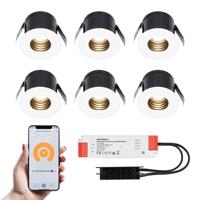 Set van 6 Betty Smart LED Mini Inbouwspots - Veranda spots - 12V 3W 140lm - Dimbaar - Wifi & Bluetooth - 2700K - IP44 waterdicht - Wit