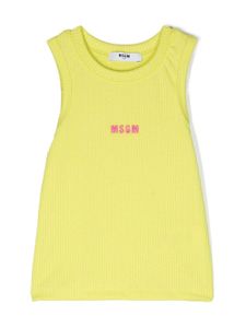 MSGM Kids débardeur nervuré à logo brodé - Jaune