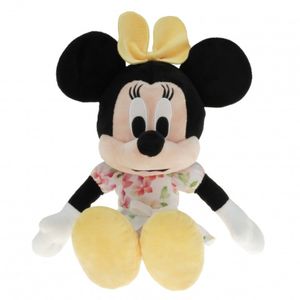 Pluche Minnie Mouse knuffel 30 cm geel met bloemen jurkje