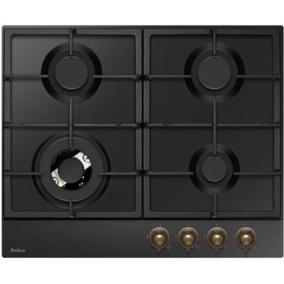 Gaskookplaat - AMICA - 4 branders - 9,9 x 59 x 52 - PGA6101ApCb RETRO - Zwart