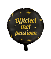 Classy Folieballon Pensioen Zwart/Goud (46cm) - thumbnail