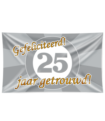 Gevelvlag 25 Jaar Getrouwd Zilver (150x90cm)