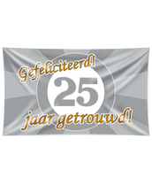 Gevelvlag 25 Jaar Getrouwd Zilver (150x90cm) - thumbnail