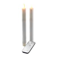 Led dinerkaarsen - 2x st - wit - 23 cm - bewegende vlam - warm wit licht