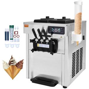 VEVOR Commerciële ijsmachine 18-28L/u 3 smaken Italiaanse ijsmachine 2 x 5,5L trechter LCD-paneel Automatische voorkoeling Reiniging voor yoghurt Koffie Snackbar Restaurant