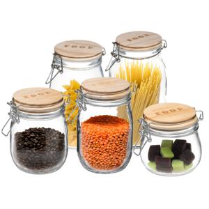 Set van 5x keuken voorraadbussen/potten glas 0.50/0.75/1.0/1.5/2.0 Liter inhoud