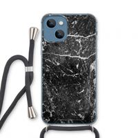 Zwart marmer: iPhone 13 mini Transparant Hoesje met koord