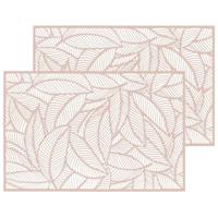 Secret de Gourmet Diner tafel placemats Jungle print - Set van 12x stuks - roze - PVC - 45 x 30 cm