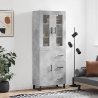 Hoge kast 69,5x34x180 cm bewerkt hout betongrijs